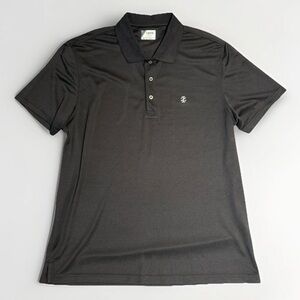 IZOD Golf Polo Shirt XL Mens Black Dark Gray Geometric Pattern Short Sleeve